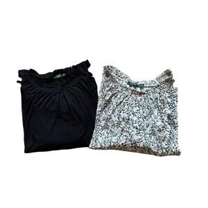 LRL Womens/Teen Blouses set of 2 Floral and Black Size Large Bohemian Flowy